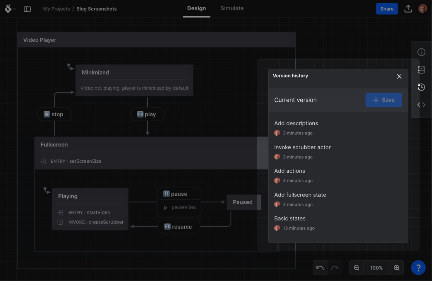 Example of creating versions of your machine for different layers of detail.